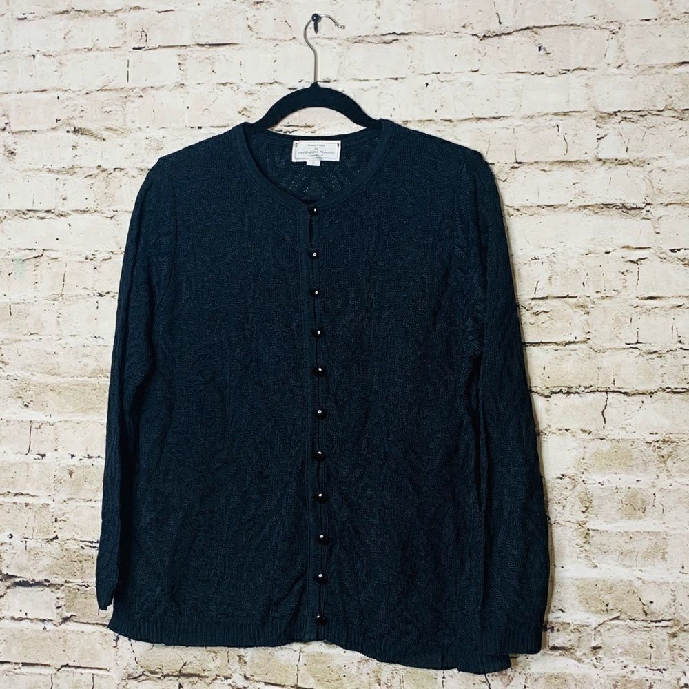 Brenda French for French Rags Black Cardigan sz L